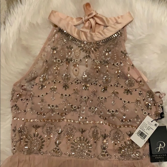 Adrianna Papell Long Ruffle Boho Halter Gown - Picture 3 of 5